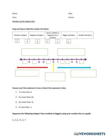 Number Lines Quiz