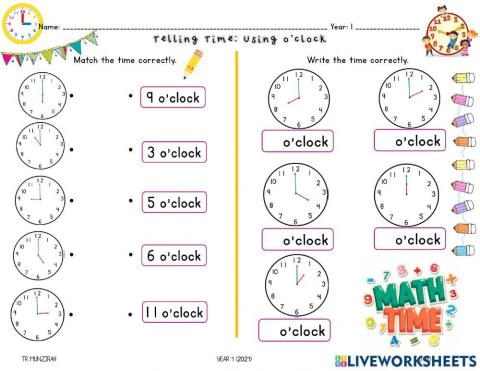 Telling Time: Using o'clock