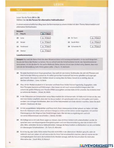 Training B1 - Lesen 1 - Teil 4 5 (SGNB)