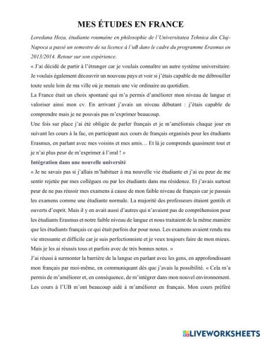 Mes etudes en France