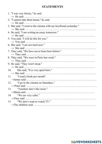 Reported speech - statement