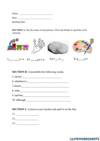 Spelling Test 1