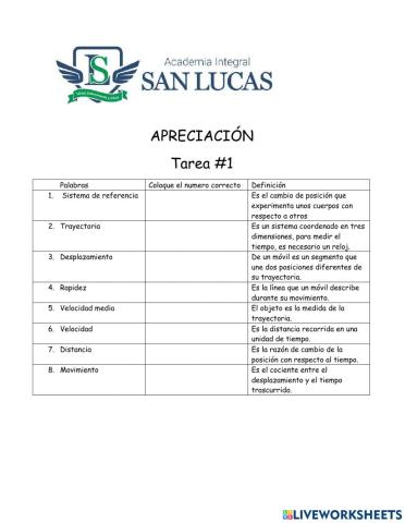 Glosario de movimiento