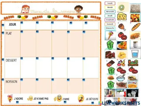 Le menu de la semaine