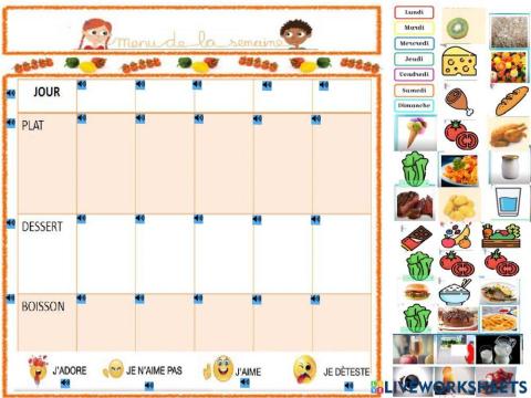 Le menu de la semaine