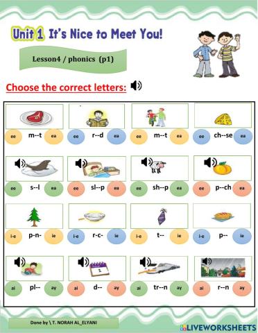 Sounds of ee-ea-i-e -ie