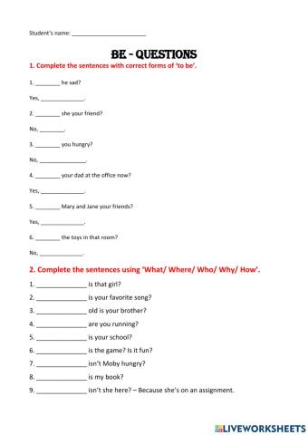 Practice with be and question words
