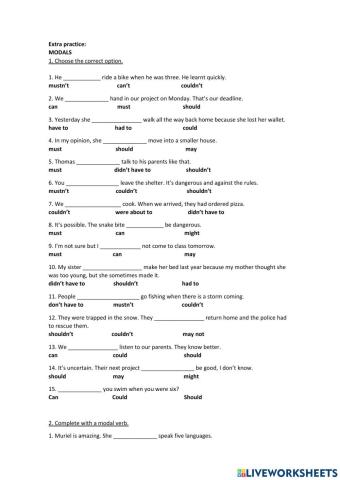 Extra practice: modals