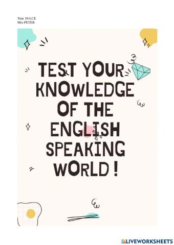 Test your knowledge of the English Speaking world (part 1)