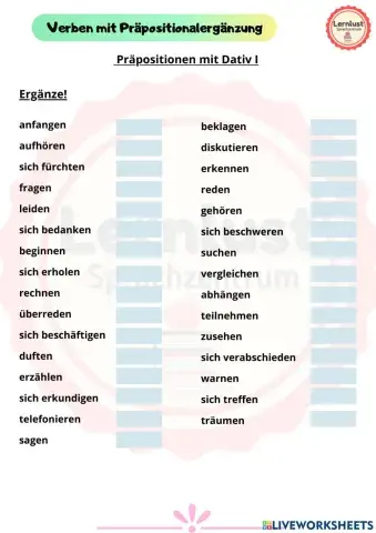 Verben mit Präpositionen - B1 - Dativ I