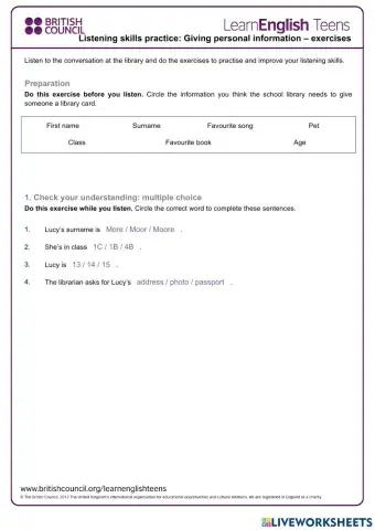 giving personal information 
