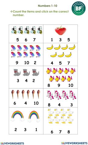 Numbers 1 to 10
