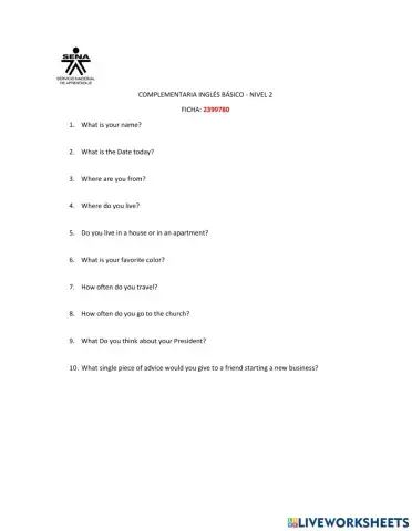 Speaking activity in class