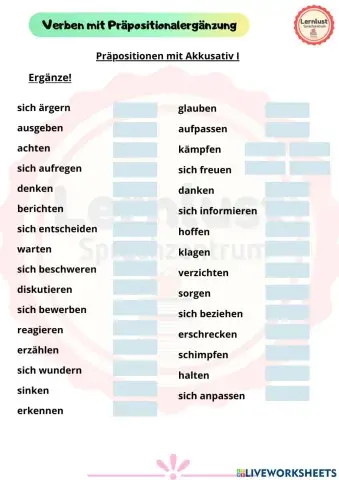 Verben mit Präpositionen - B1 - Akkusativ I