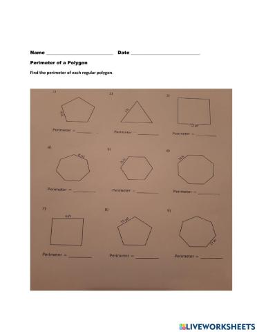 Perimeter of  Regular Polygons