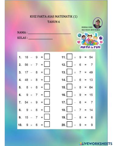 Kuiz fakta asas mt T6-1