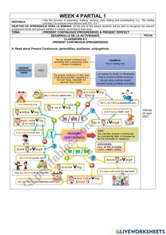 Ejercicio online Present Continuous-Present Perfect- 1stBGU