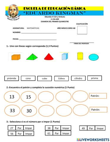 Examen del Primer Quimestre