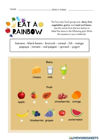 Eat a Rainbow - Food Vocabulary