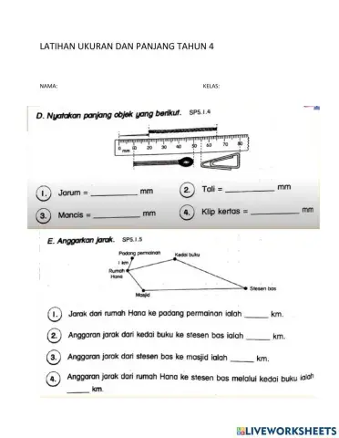 Ukuran dan panjang tahun 4