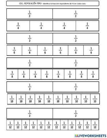 Fracciones equivalentes de un medio