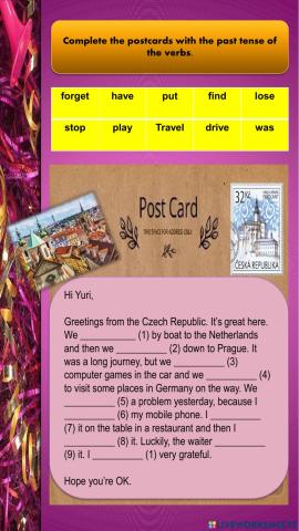 Postcard - Past tense practice