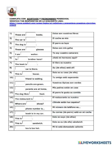 Pronombres posesivos