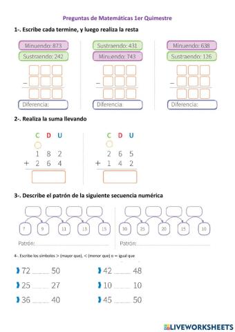 Evaluación del 1er quimestre para 3er año