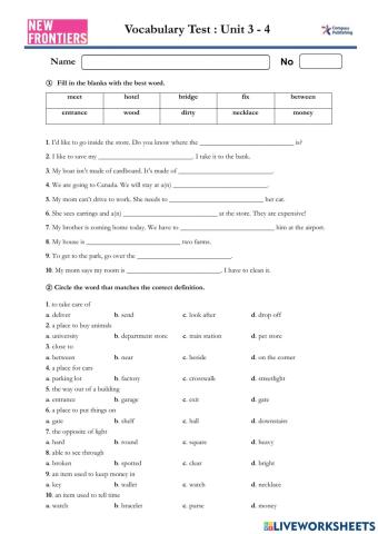 Vocabulary Test บท 3-4
