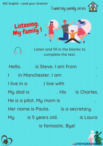 I and my family series worksheet 3