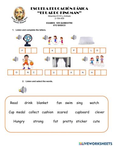 Examen quimestral 6to
