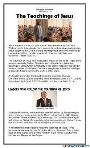 Teachings of Jesus notes