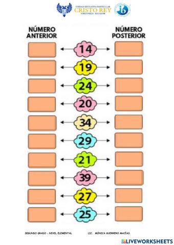 Números anterior - posterior