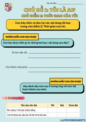 Tổng kết - Tự đánh giá chủ điểm 2