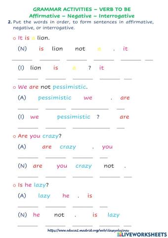 Verb To Be - Affirmative, Negative & Interrogative