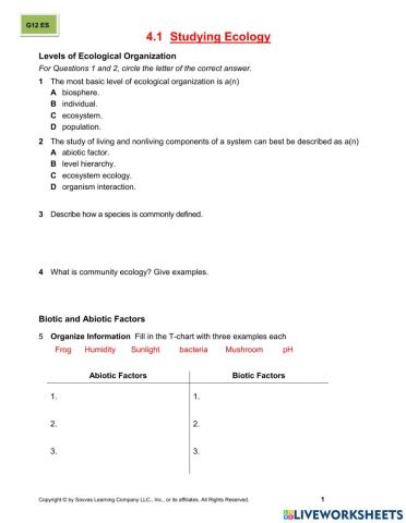 4.2 Levels of Ecological Organization