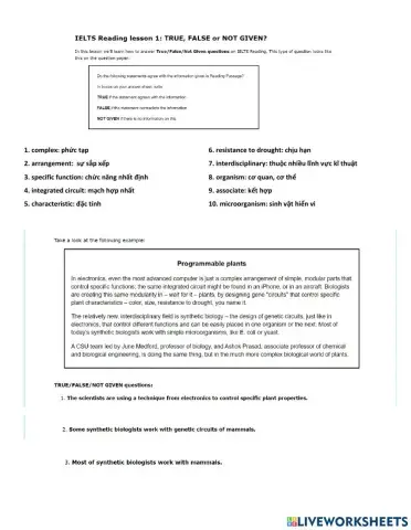 IELTS True-False-Not Given