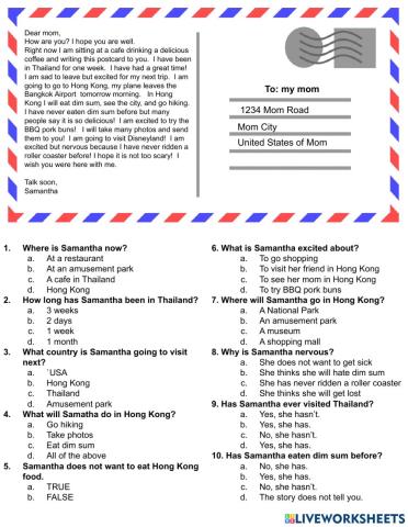 Perfect Present Reading Comp