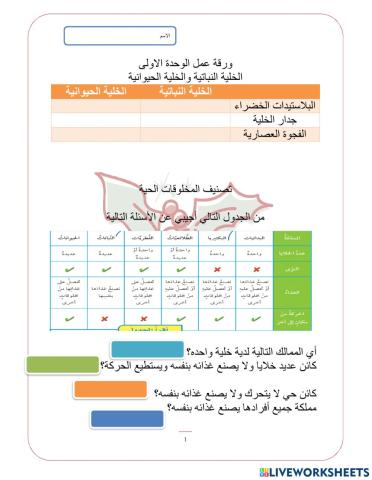 رابع  تصنيف المخلوقات