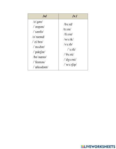 Write the correct word with it pronunciation