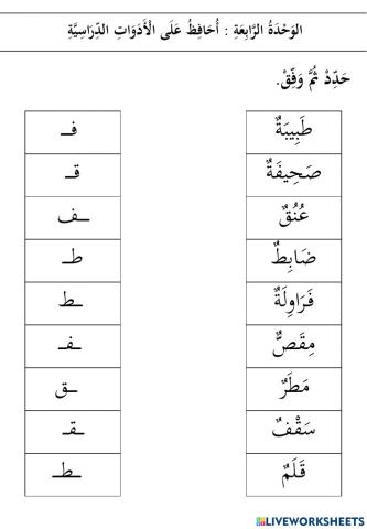 Bahasa arab - huruf fa tho qaf