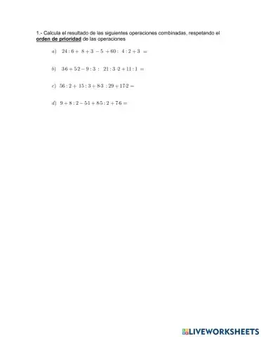 Operaciones con números naturales