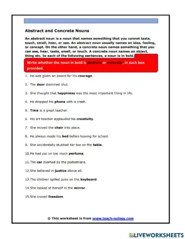 Abstract & Concrete nouns