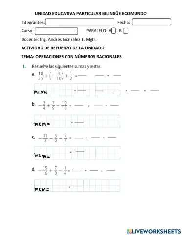 Refuerzo académico 3 OCTAVO