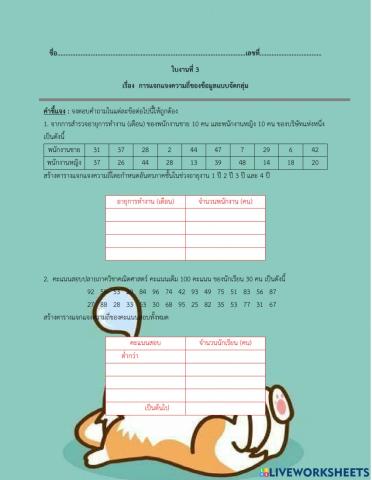 การแจกแจงความถี่ของข้อมูลแบบจัดกลุ่ม