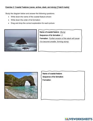 Coastal Features (Cave, Arch, Stack & Stump)