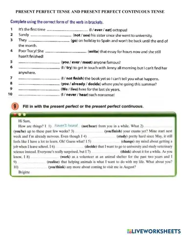 Present perfect vs Present perfect continuous