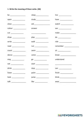46 verbs write the meaning
