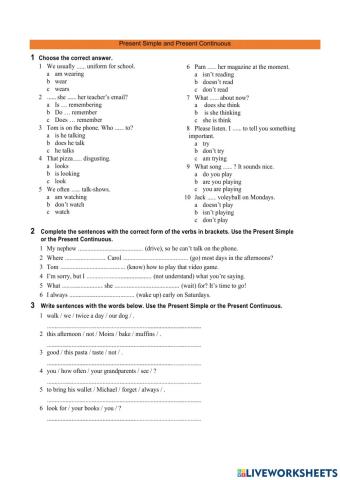 Review present simple and continuous