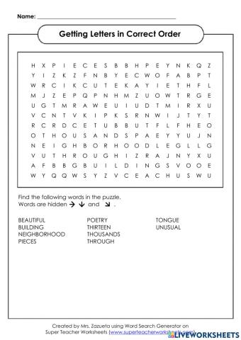 Spelling Word Search